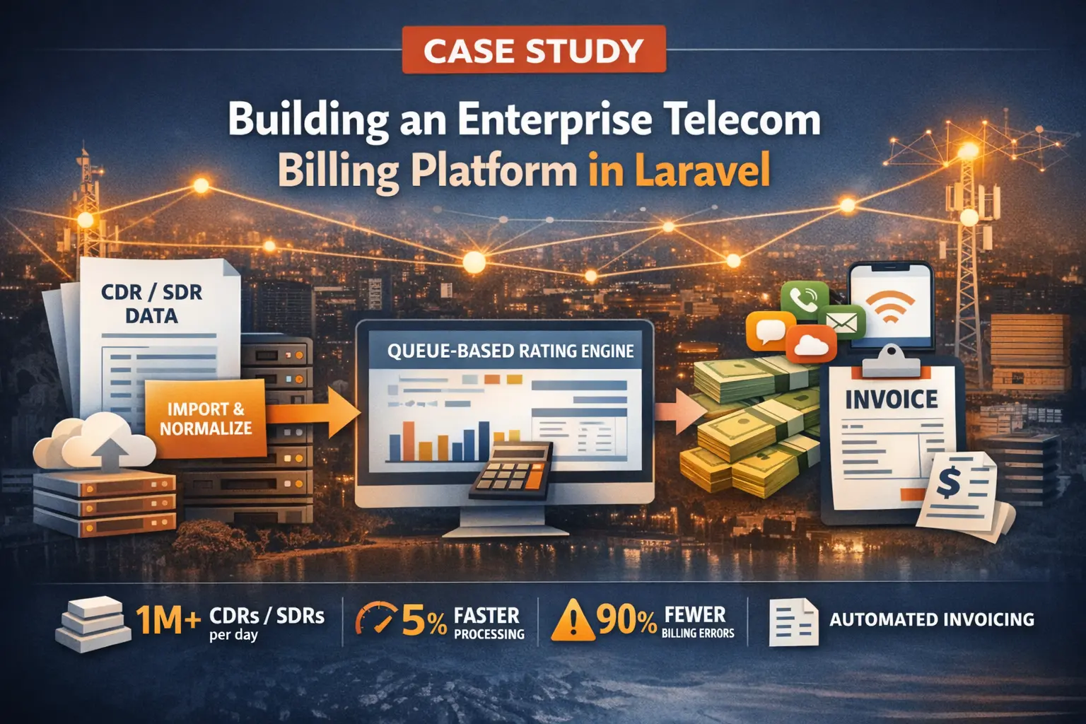 Case Study: How We Built an Enterprise Telecom Billing Platform in Laravel (CDR/SDR, Bundles, Invoicing)